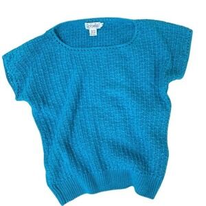 Vintage RAFAELLA 90's 2000's blue knit‎ sweater vest size Medium Shirt Sleeve